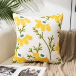 Daisy Embroidered Decorative Cushion Cover