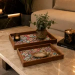 Blush Mosaic Decorative Wooden Serving Tray Set - Image 7