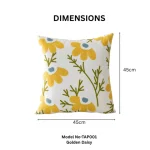 Golden Daisy Embroidered Decorative Cushion Cover - Image 2