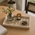Ivory Scroll Decorative Wooden Serving Tray Set - Image 9