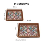 Blush Mosaic Decorative Wooden Serving Tray Set - Image 2