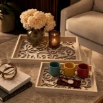 Ivory Scroll Decorative Wooden Serving Tray Set - Image 10