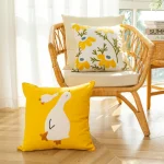 Golden Daisy Embroidered Decorative Cushion Cover - Image 7