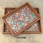 Blush Mosaic Decorative Wooden Serving Tray Set - Image 3