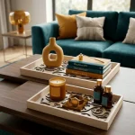 Ivory Scroll Decorative Wooden Serving Tray Set - Image 11