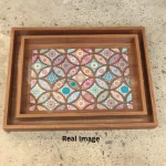Blush Mosaic Decorative Wooden Serving Tray Set - Image 4