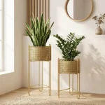 Weave Luxe Metal Planter Stand Set