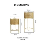 Golden Weave Luxe Metal Planter Stand Set - Image 2
