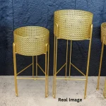 Golden Weave Luxe Metal Planter Stand Set - Image 3