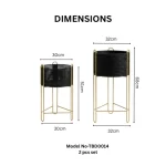 Noir Weave Luxe Metal Planter Stand Set - Image 2