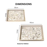 Ivory Scroll Decorative Wooden Serving Tray Set - Image 2