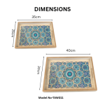 Moroccan Blue Decorative Wooden Serving Tray Set - Image 2