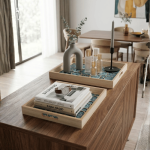 Moroccan Blue Decorative Wooden Serving Tray Set - Image 8