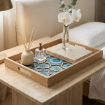 Moroccan Blue Decorative Wooden Serving Tray Set - Image 10