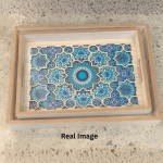 Moroccan Blue Decorative Wooden Serving Tray Set - Image 3
