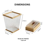 Frosted Luxe Wooden Tissue Box & Bin Set - Image 2