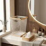 Frosted Luxe Wooden Tissue Box & Bin Set - Image 10