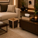 Moroccan Luxe Wooden Tissue Box & Bin Black Set - Image 6
