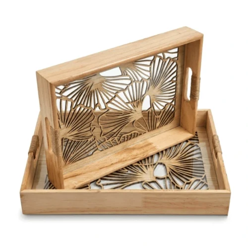 Glow Decorative Solid Wood Serving Tray Set