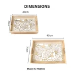 Nature Glow Decorative Solid Wood Serving Tray Set - Image 2