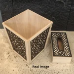 Moroccan Luxe Wooden Tissue Box & Bin Black Set - Image 3