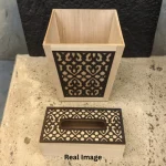 Moroccan Luxe Wooden Tissue Box & Bin Black Set - Image 4