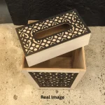 Moroccan Luxe Wooden Tissue Box & Bin Black Set - Image 5