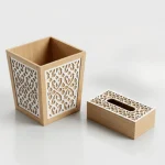 Tissue Box & Bin White Set