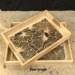 Nature Glow Decorative Solid Wood Serving Tray Set - Image 3