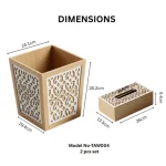 Moroccan Luxe Wooden Tissue Box & Bin White Set - Image 2