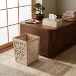 Moroccan Luxe Wooden Tissue Box & Bin White Set - Image 6