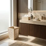Moroccan Luxe Wooden Tissue Box & Bin White Set - Image 8