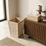 Moroccan Luxe Wooden Tissue Box & Bin White Set - Image 9