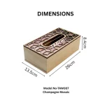 Champagne Mosaic Decorative Wooden Tissue Box - Image 2