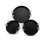 Luxury Black Decorative Circle Metal Tray Set - Image 5