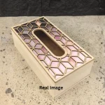 Champagne Mosaic Decorative Wooden Tissue Box - Image 3