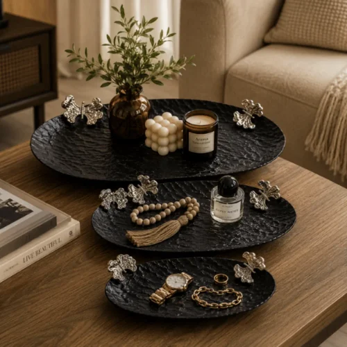Oval Metal Tray Set