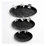 Luxury Black Decorative Oval Metal Tray Set - Image 3