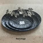 Luxury Black Decorative Oval Metal Tray Set - Image 5