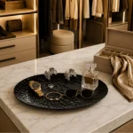 Luxury Black Decorative Oval Metal Tray Set - Image 6