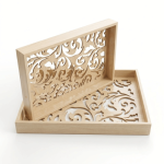 Scroll Decorative Wooden Serving Tray Set