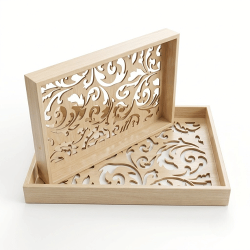 Scroll Decorative Wooden Serving Tray Set