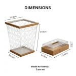 Ivory Lattice Wooden Tissue Box & Bin Set - Image 2