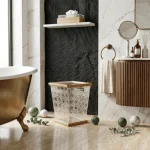 Ivory Lattice Wooden Tissue Box & Bin Set - Image 8