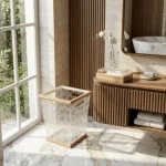 Ivory Lattice Wooden Tissue Box & Bin Set - Image 9