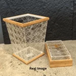 Ivory Lattice Wooden Tissue Box & Bin Set - Image 3