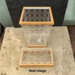 Ivory Lattice Wooden Tissue Box & Bin Set - Image 5