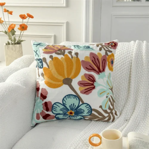 Bloom Embroidered Decorative Cushion Cover 