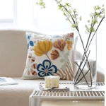 Autumn Bloom Embroidered Decorative Cushion Cover  - Image 3