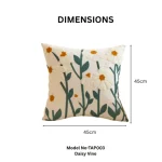 Daisy Vine Embroidered Decorative Cushion Cover  - Image 2